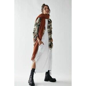 Free People All Day Long Midi T-Shirt Dress White Small NEW Layered Casual Look